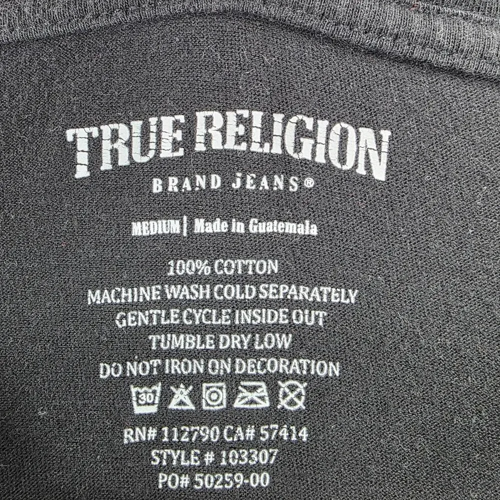 True Religion Shirt Mens M Black Short Sleeve Crewneck Tagless Graphic